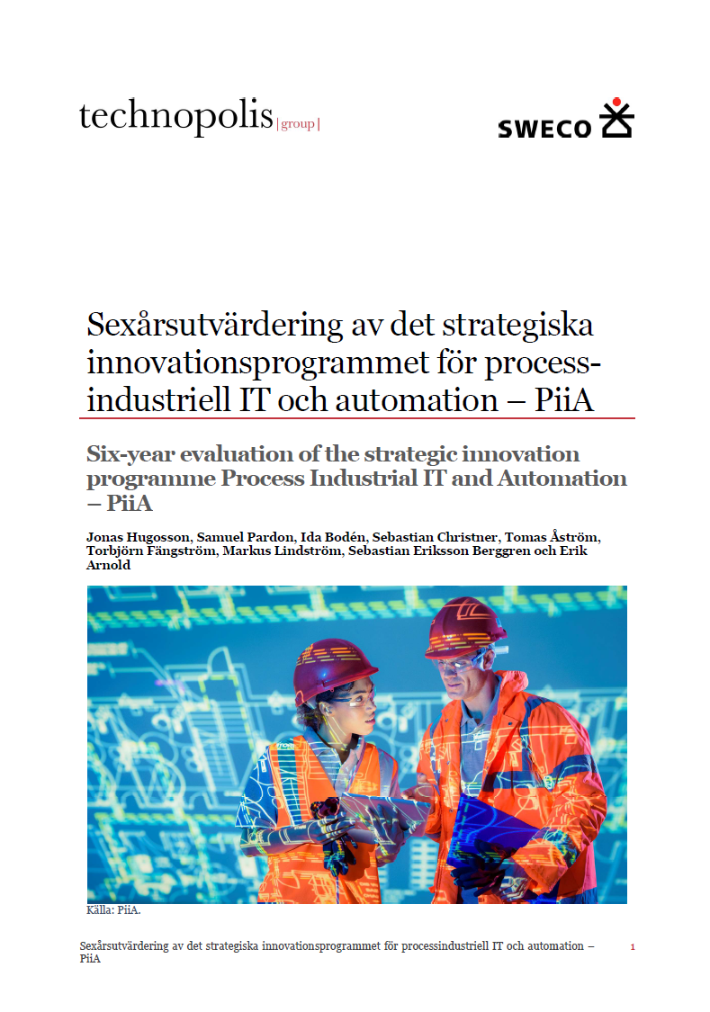 Bokomslag Sexårsutvärdering av det strategiska innovationsprogrammet för processindustriell IT och automation – PiiA