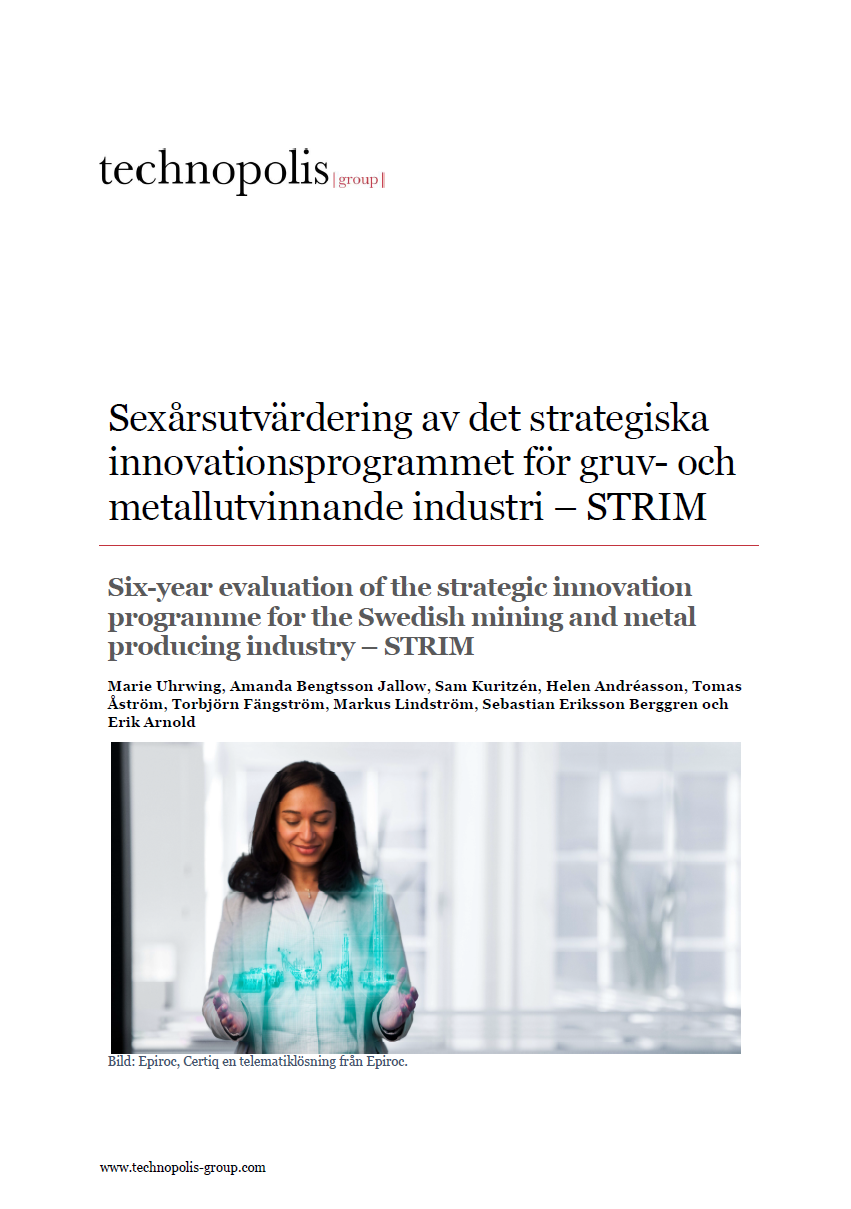 Bokomslag Sexårsutvärdering av det strategiska innovationsprogrammet för gruv- och metallutvinnande industri – STRIM