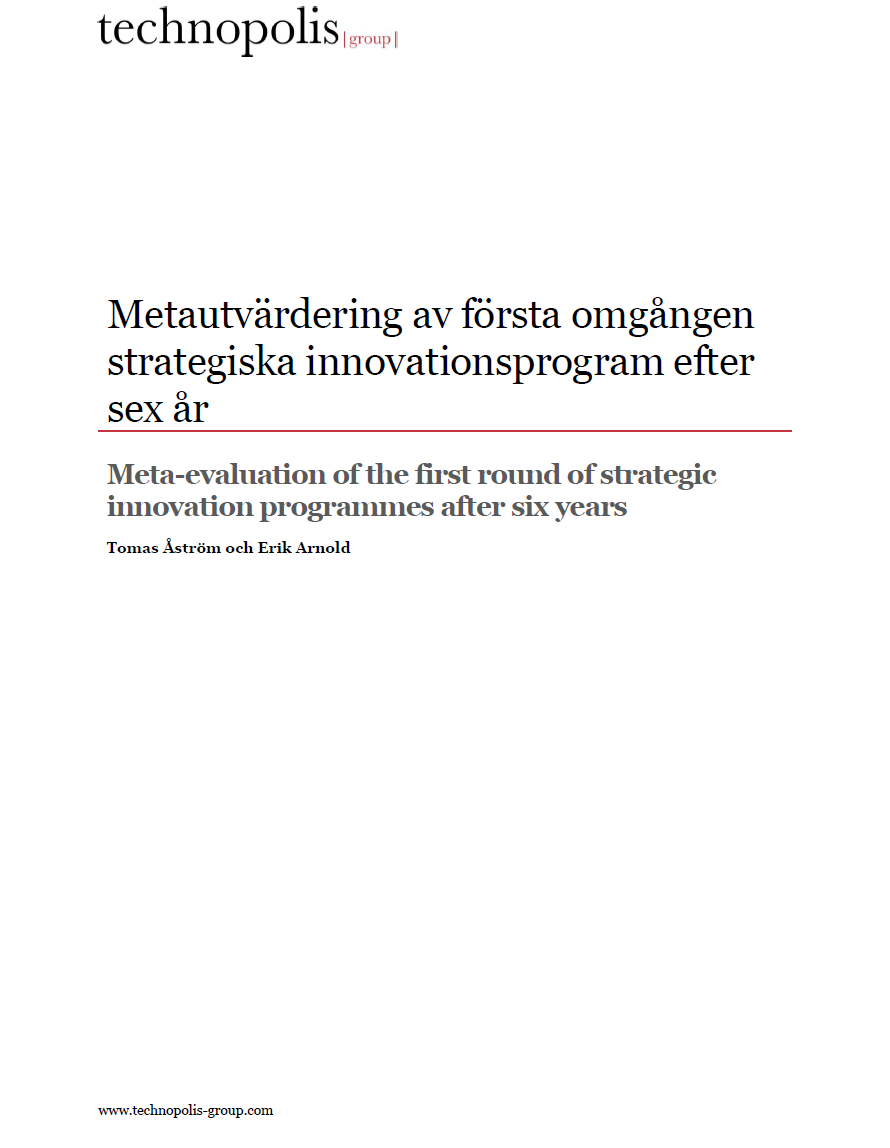 Bokomslag Ny upplaga - Metautvärdering av första omgången strategiska innovationsprogram efter sex år