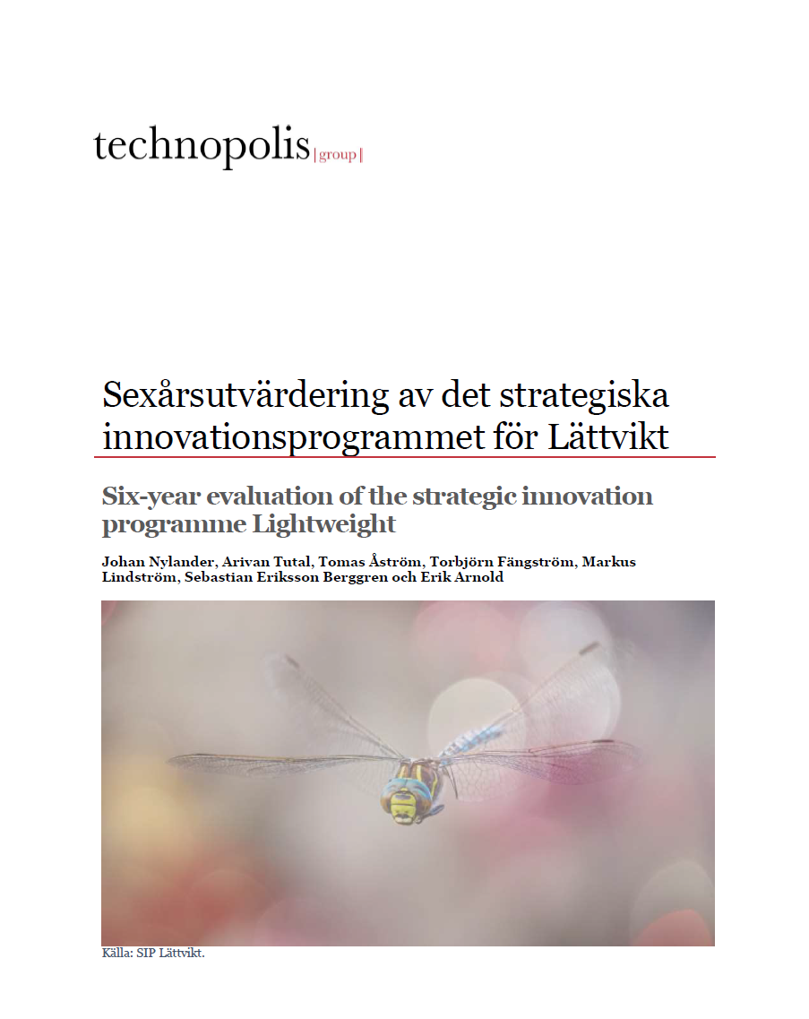 Bokomslag Sexårsutvärdering av det strategiska innovationsprogrammet för Lättvikt