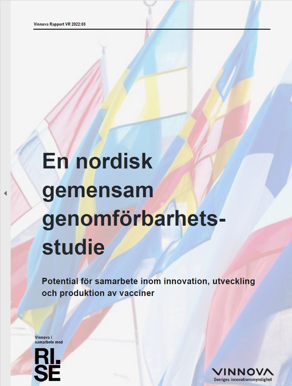 Book cover Potential for Nordic collaboration on innovation, development and production of vaccines