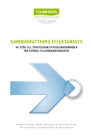 Book cover Sammanfattning - Effektanalys av stöd till strategiska utvecklingsområden för svensk tillverkningsindustri