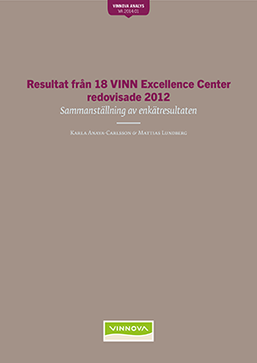 Book cover Resultat från 18 Vinn Excellence Center redovisade 2012